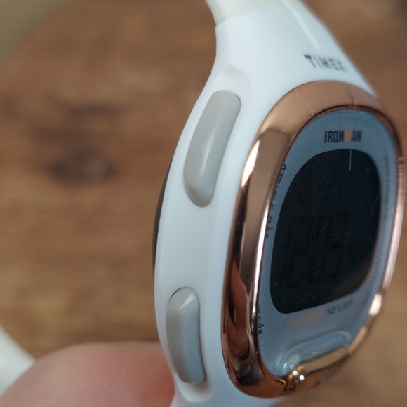 Timex Ironman Watch Women White Rose Gold Tone Digital 10Lap New Battery - Picture 7 of 15